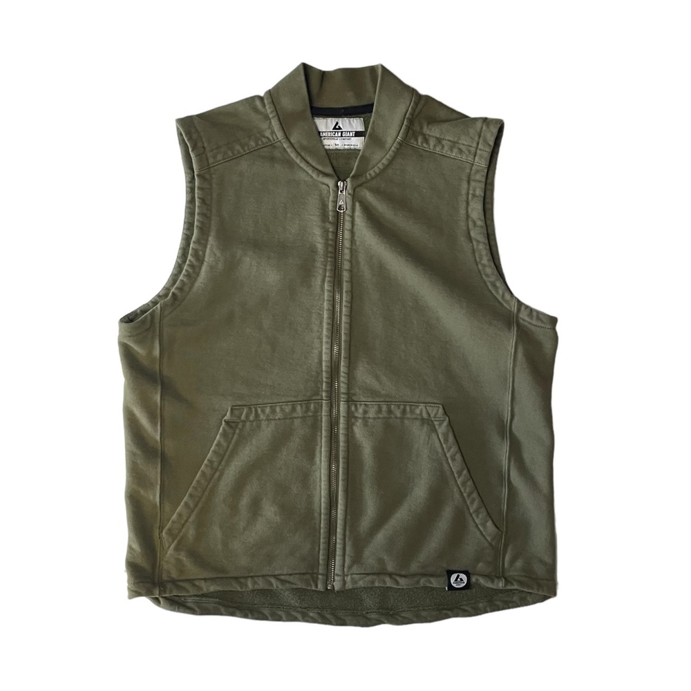 American Giant Green Cotton Zip Up Vest Medium
